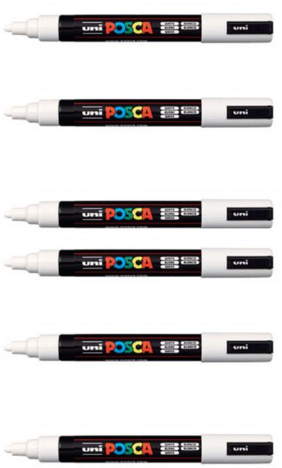 포스카 컬러마커 PC-5M WHITE, 6개, 1색