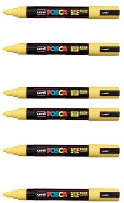 포스카 컬러마커 PC-5M YELLOW, 6개, 1색