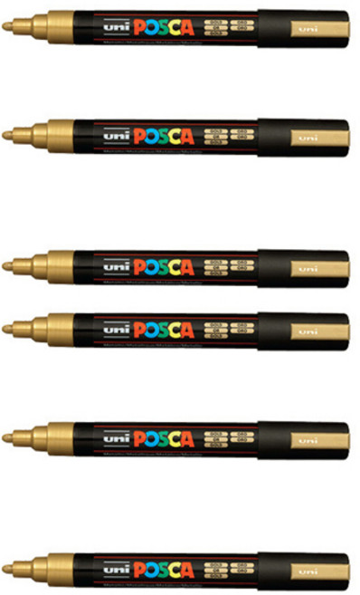 포스카 컬러마커 PC-5M GOLD, 6개, 1색