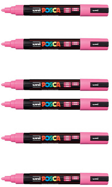 포스카 컬러마커 PC-5M 라이트 핑크, 1색, 6개
