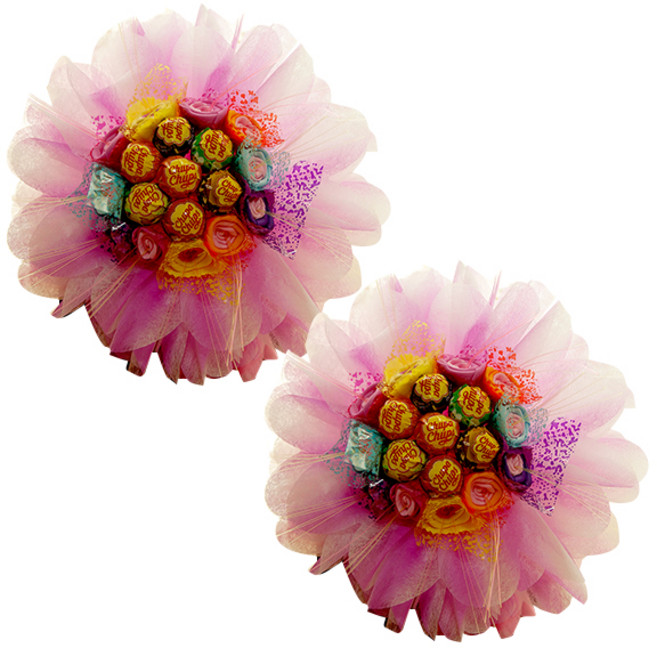 人造巧克力加倍佳糖果花束 2入, 粉紅色