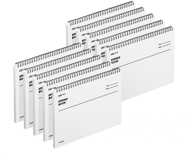 모트모트 두꺼운 스프링 노트 유선 룰드, 화이트, 10개