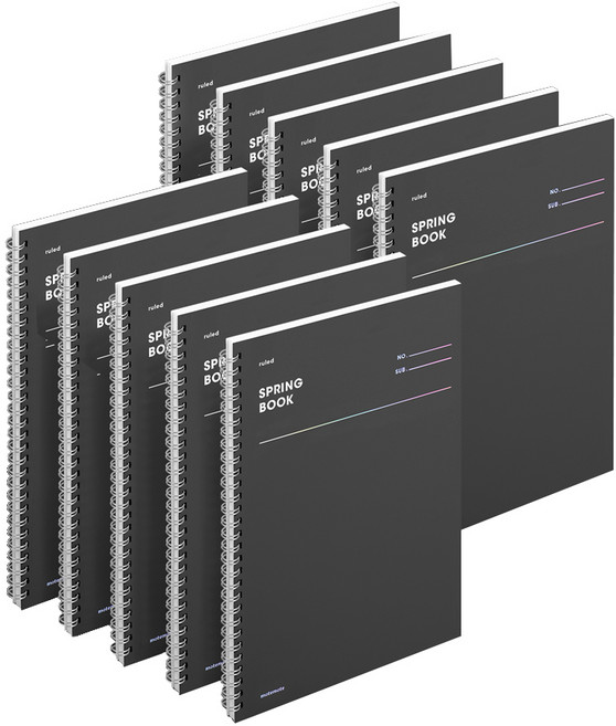 모트모트 두꺼운 스프링 룰드 유선노트, 다크호스, 10개