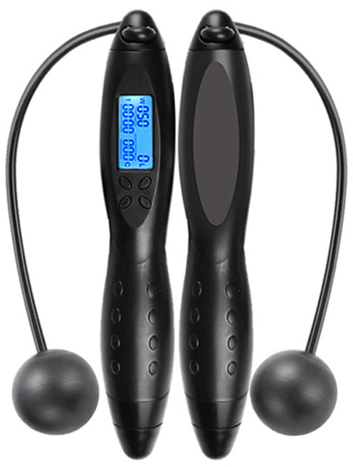 스마트 유무선 멀티 LCD 디지털 무소음 줄넘기, 블랙, 1세트