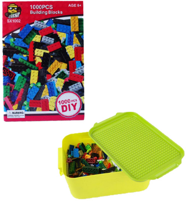 레고 호환블럭 1000pcs + 정리함, 혼합 색상, 1개