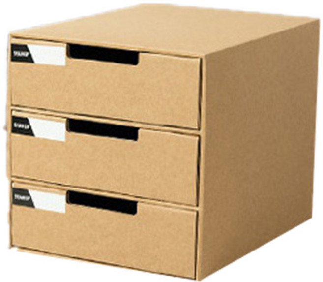 글로벌티엔티 크라프트 서류정리 서랍장, 3단