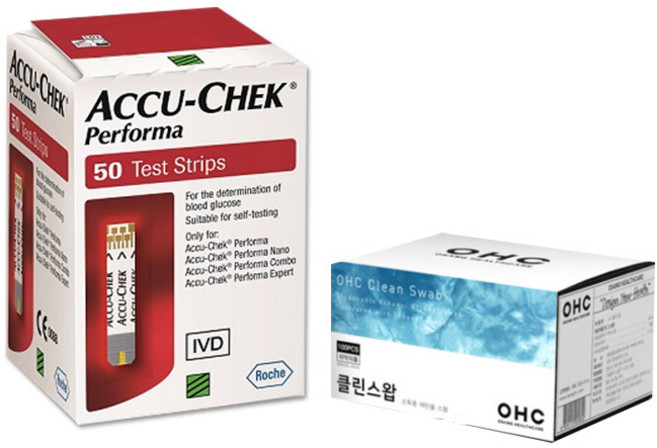 로슈 아큐첵 퍼포마 혈당측정지 50p + 알콜솜 100p, 1세트