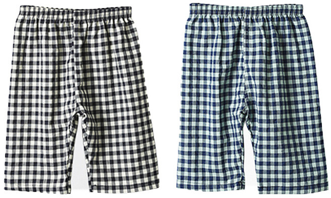 캐리루시 아동용 무형광 선염 잔 체크 8부 잠옷 바지 2종 세트