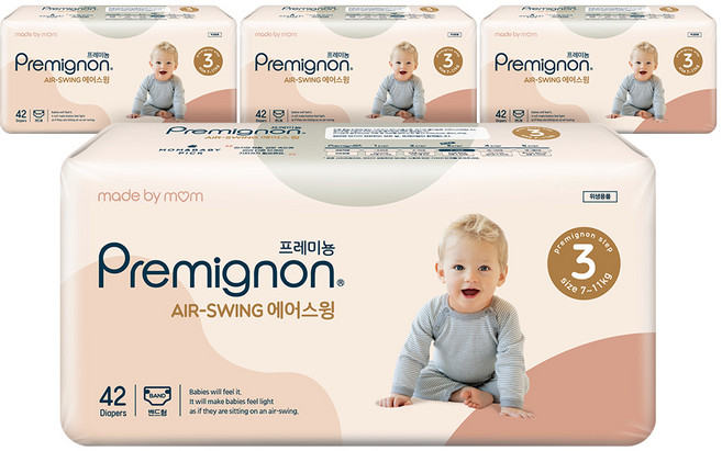 프레미뇽 에어스윙 밴드형 유아용, 3단계, 168매