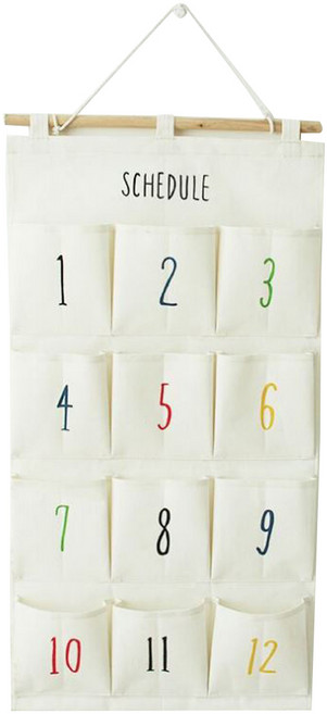 패브릭 벽걸이 포켓 수납 주머니 4단, 화이트, 1개