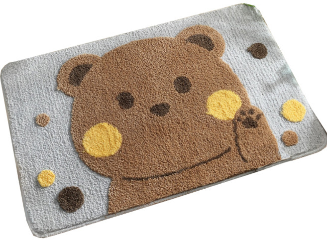 TCR 스마일 동물친구들 바닥매트 50 x 80 cm, 딥브라운곰, 1개