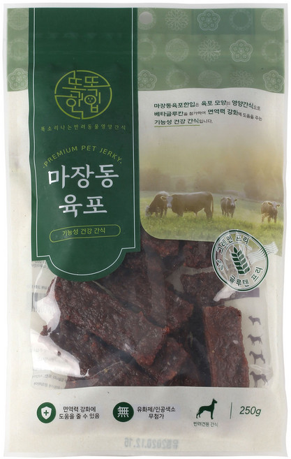 똑똑한입 강아지 마장동 육포 간식, 혼합맛, 250g, 1개