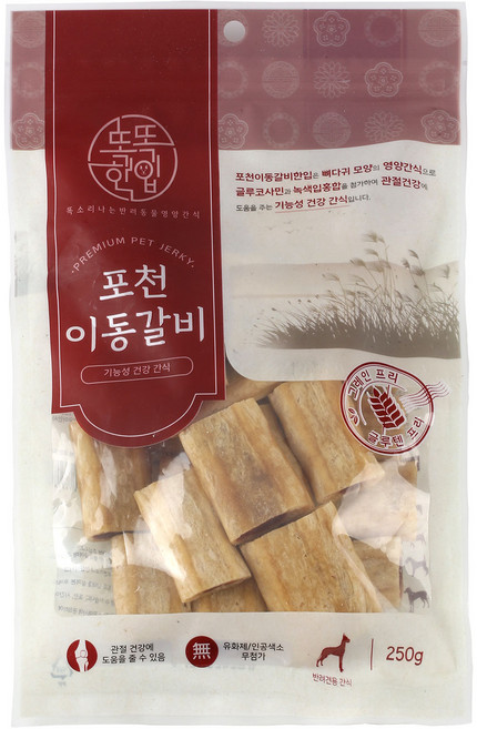 똑똑한입 포천 이동갈비 강아지 간식, 혼합맛(오리/닭), 250g, 1개
