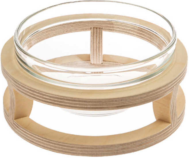 까사미코 강아지 고양이 원목 유리 물그릇 기본형 14 x 8 cm, 혼합색상, 1개