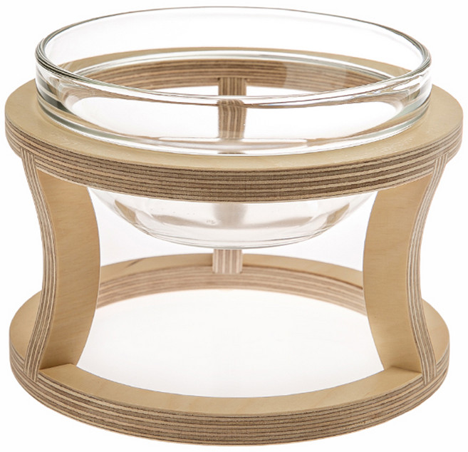 까사미코 반려동물 원목 유리 물그릇 대형, 혼합색상, 1세트