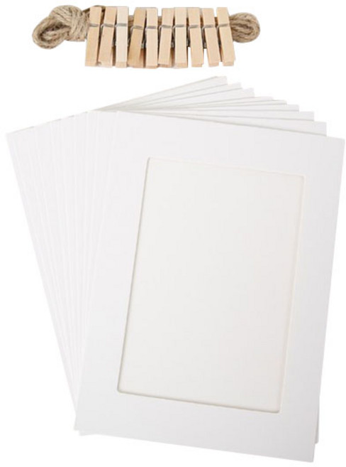 슈퍼쌤 종이액자 프레임 10p + 마끈 2m + 나무집게 10p 세트, 화이트, 3세트