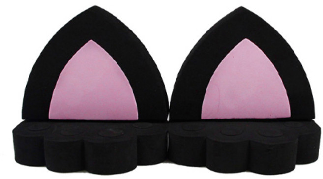 티커벨 차량용 고양이귀 지붕장식 입체스티커, 블랙, 1개