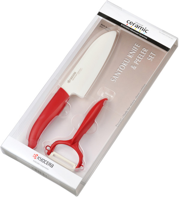 교세라 세라믹 식도 FK140WH + 감자칼 CP10N 세트 레드, 1세트, 식도 + 감자칼