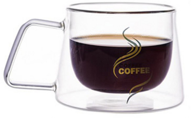 씨티라이프랩 수공예 빈티지 경량 내열이중 유리잔 200ml, 투명, 1개