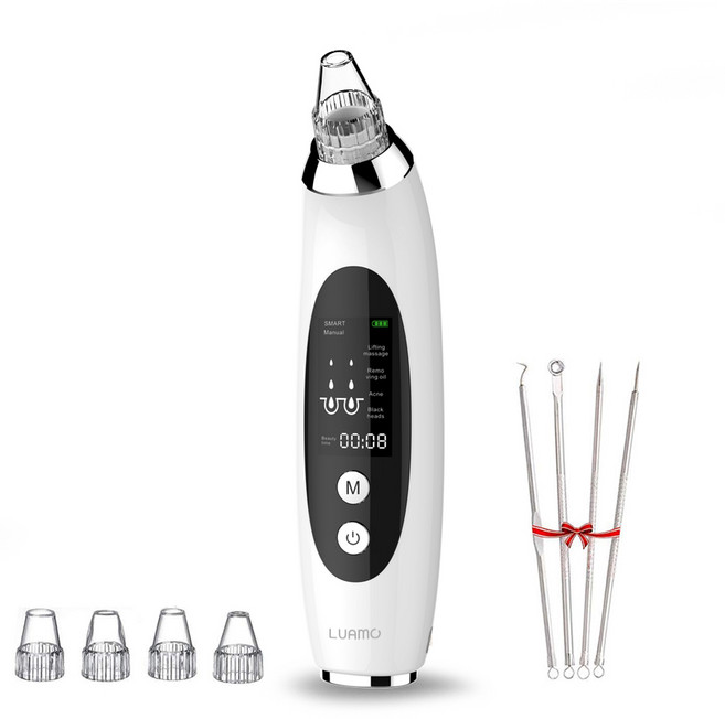 루아모 블랙헤드 앤 피지흡입기 V1 + 압출 핀셋 4종 세트, V1(피지흡입기), 혼합색상