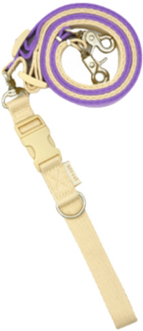 힛찌 꼬이지 않는 강아지 일체형 트윈줄, 베이지퍼플, 1개