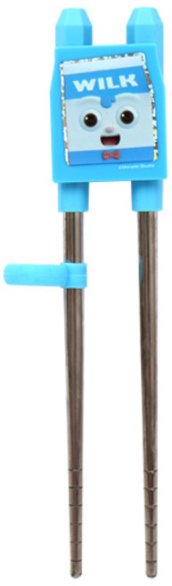 아동용 브레드이발소 이지교정 2단 스텐 젓가락, 윌크(하늘), 1개