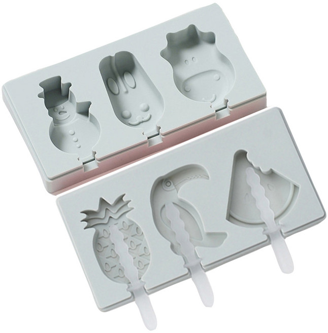 봄햇살 센스맘 실리콘 아이스크림 몰드 3구 2종 세트, 그레이, 1세트