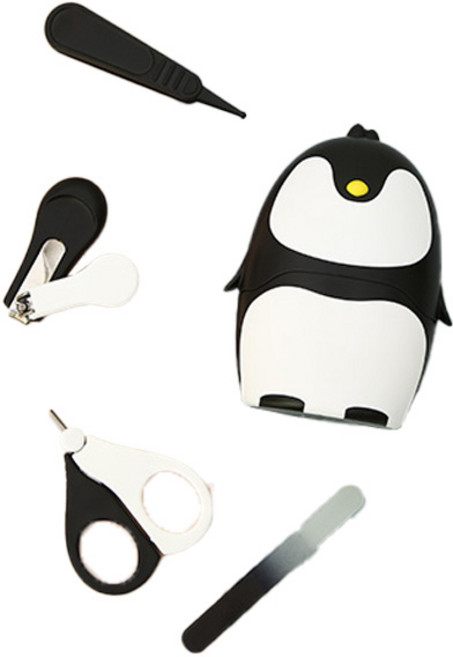 퍼펙션 펭귄 손톱깎이 4종 세트 신생아 유아용, 화이트 + 블랙, 1세트