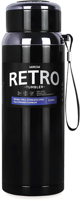 미롬 레트로 진공 스텐 텀블러, 블랙, 750ml, 1개