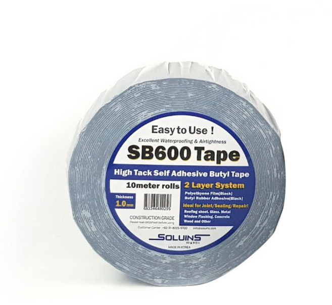 솔루인스 초강력 방수 부틸테이프 복합 PE SB600 검정 5cm x 10m, 1개