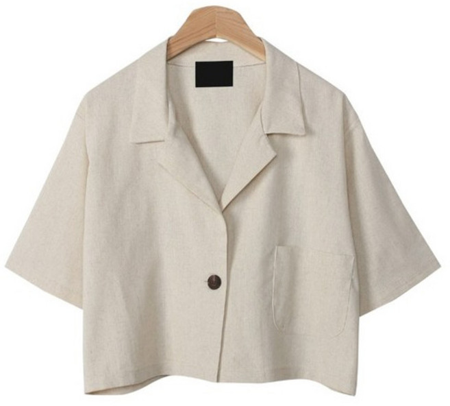 린다샵 여성용 푸호스 원버튼 린넨 반팔 자켓 JK3311K14