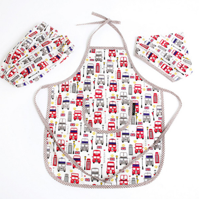 코니아일랜드 아동용 방수 앞치마 + 토시 + 두건 세트