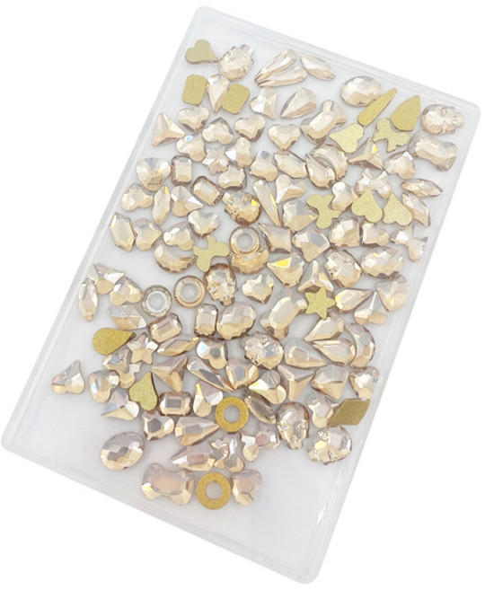 메이브라운 풀스톤네일 도형혼합 네일스톤 MBS047, 1개, 샴페인골드