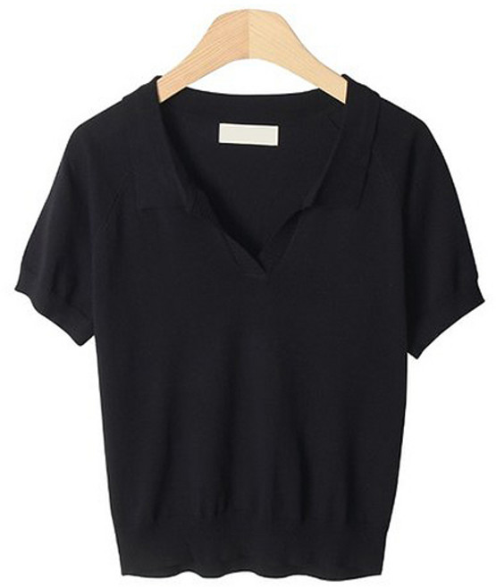 여성용 니에르 세미 크롭 나그랑 카라 니트 NT2965K15