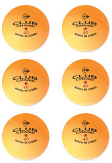던롭 클럽 챔프 탁구공, 오렌지, 6개입, 1개
