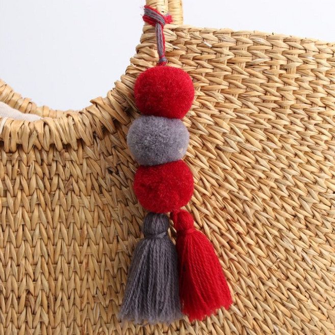 아이원티 패션 가방 키링 캐시미어 컬러술, C type, 1개