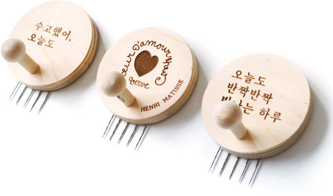 레몬아트 우드 앤 레이저각인 감성 플러스 걸이개 꼭꼬핀형 3종 세트, 마킹B, 1세트