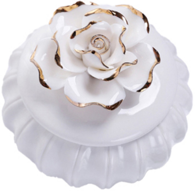 탑시가 장미 인테리어 보석함, 화이트, 1개