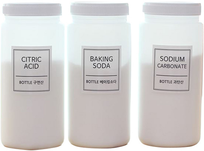 위띵크 세제 3종 보관용기 1L + 사각라벨, 화이트, 1세트