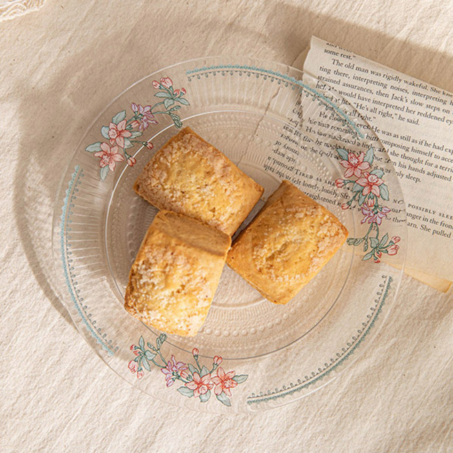 데코뷰 에일린 플라워 유리 접시, 그린 + 블루 + 핑크 + 옐로우, 1개