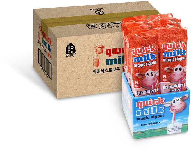 퀵밀크 퀵매직 스트로우 딸기맛, 6g