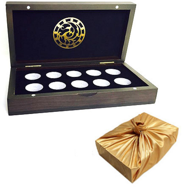명품 삼족오 금장 공진단 10환 상자 +보자기 세트, 1개