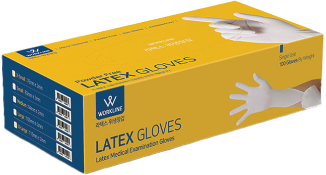 워크라인 라텍스 위생장갑, 화이트, L, 1개