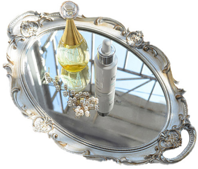 레트로 엔틱 미러 트레이 실버, 1개