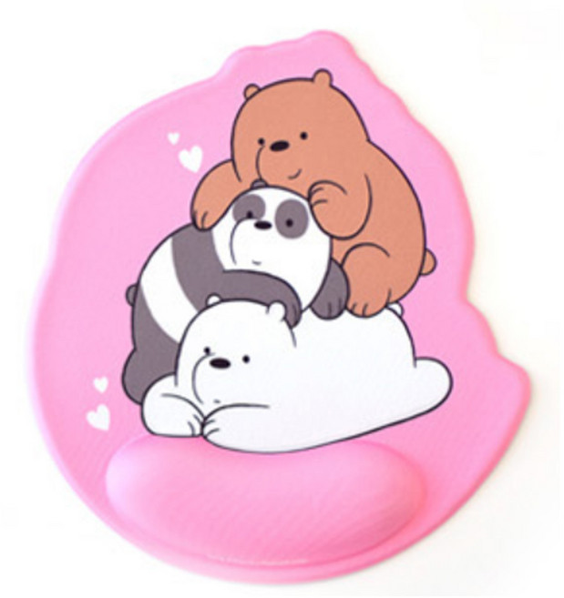 위베어베어스 삼둥이 마우스 손목 보호패드, 핑크, 1개