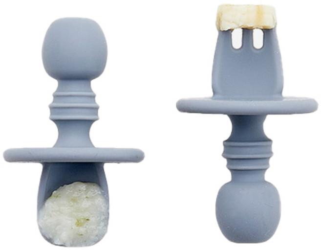 코아코아 셀프 피딩 이유식 스푼 + 포크 세트, 포크블루, 1세트