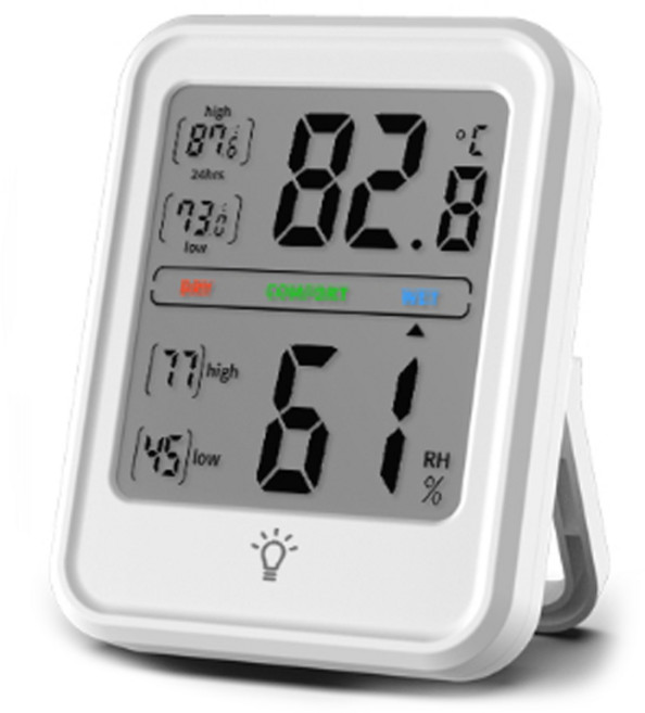 와이즈핏 백라이트 온습도계, 화이트, 1개
