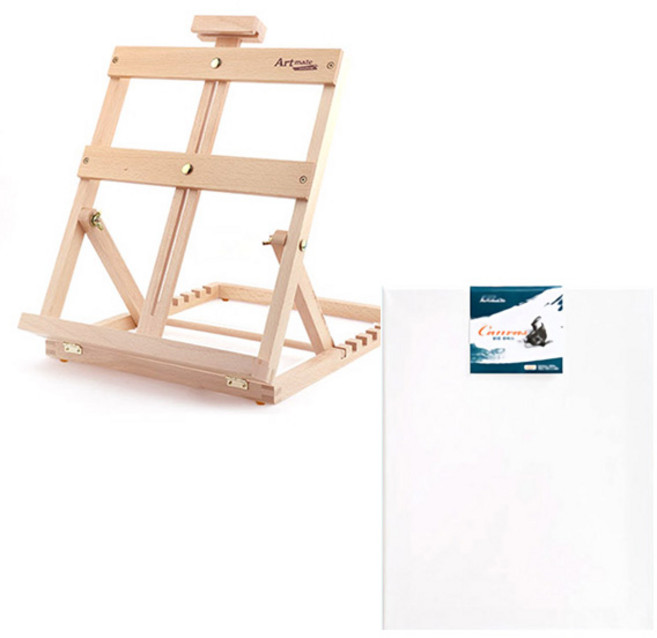 아트메이트 원목 테이블 이젤 + 면천캔버스 F형 세트