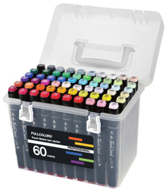 풀컬러즈 트윈마커 블랙 + 하드 케이스 세트, 1세트, 60색