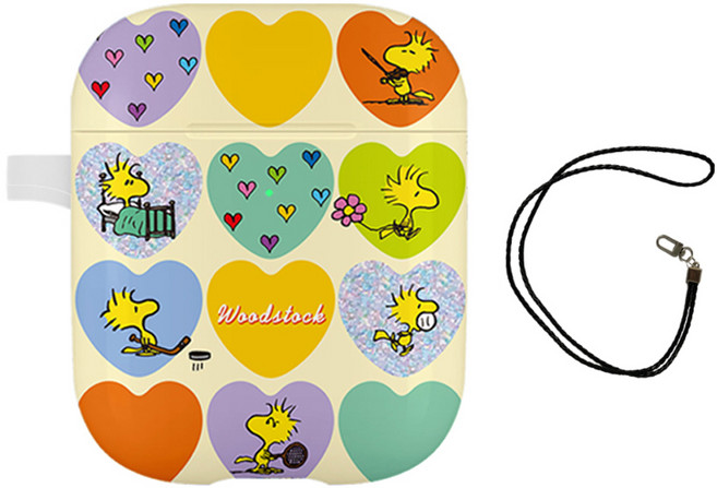 스누피 데일리 라이프 에어팟 고리형 케이스 + 고리형 목걸이, 우드스탁